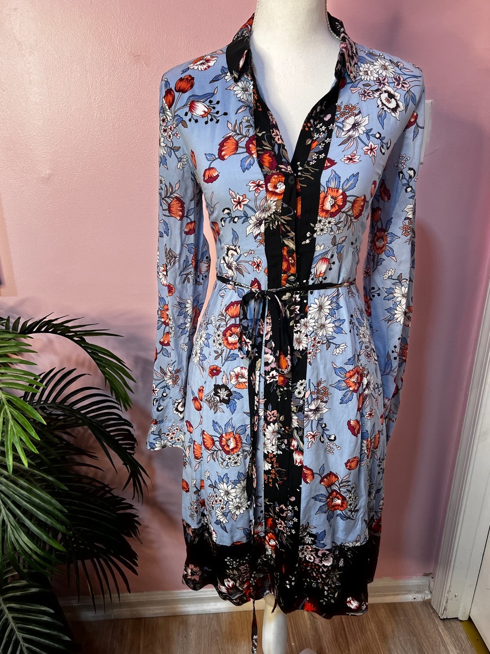Maeve by Anthropology Floral Button-Front Shirt Dress Size 5